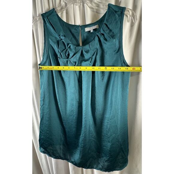 Violet & Claire Sleeveless Scrunched Front Blouse Teal M career preppy 73-46 - Picture 6 of 13